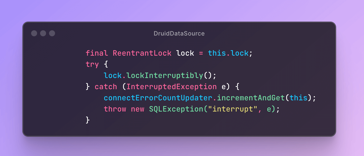 com.alibaba.druid.pool.DruidDataSource#getConnectionInternal